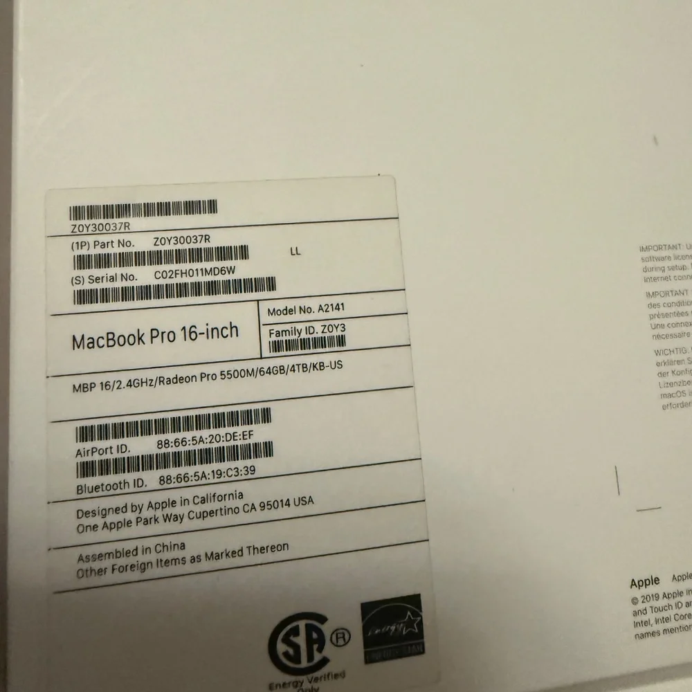 Apple MacBook Pro A2141 16